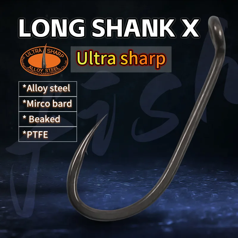 Fishing Hook Barbless - 10szt Haczyk wędkarski karpiowy z długim