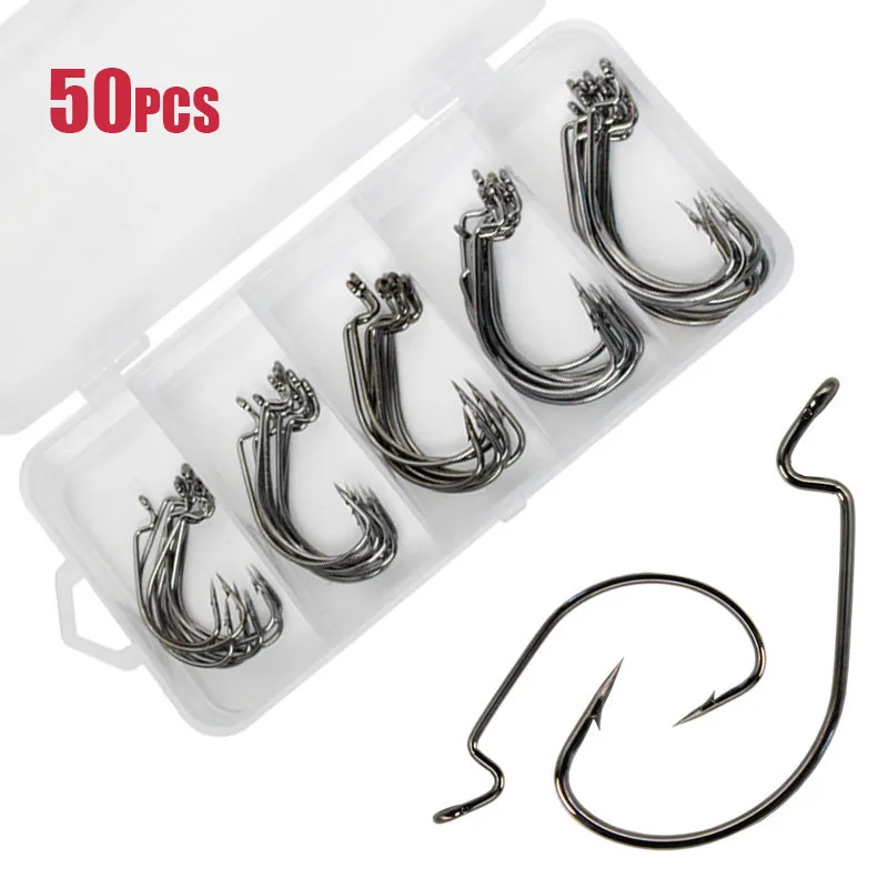 Fishing Hook Barbless - 50 sztuk szeroki haczyk ślimakowy ze