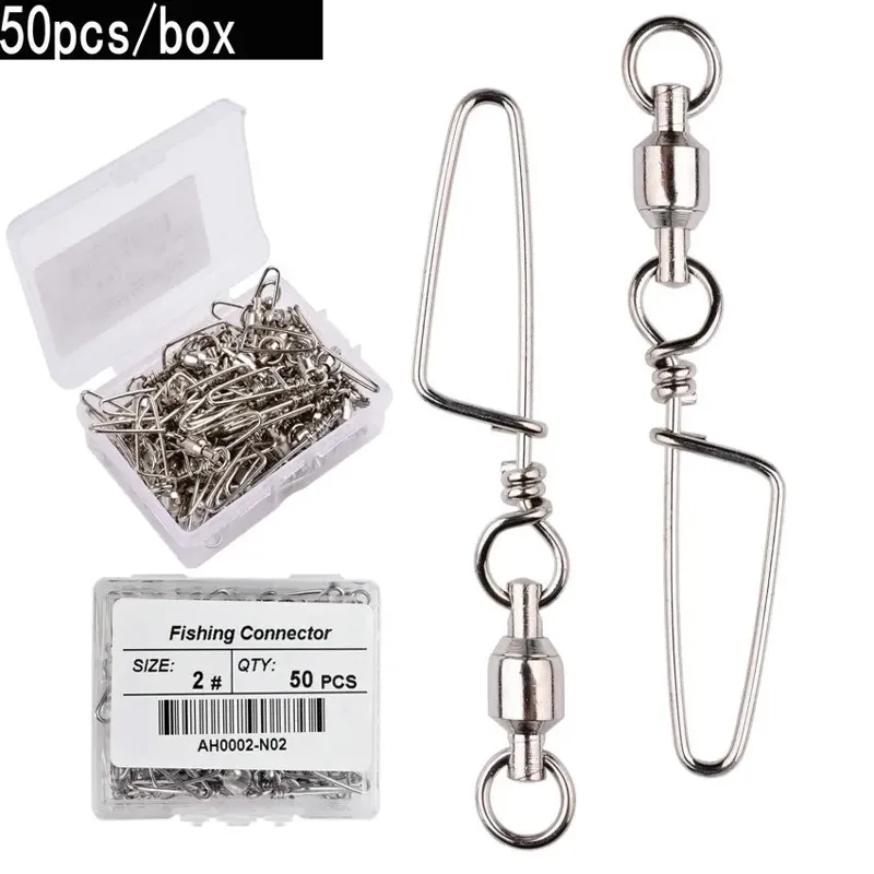 Fishing Hook Stainless Steel - 50 szt. Krętlik z łożyskiem kulkowym