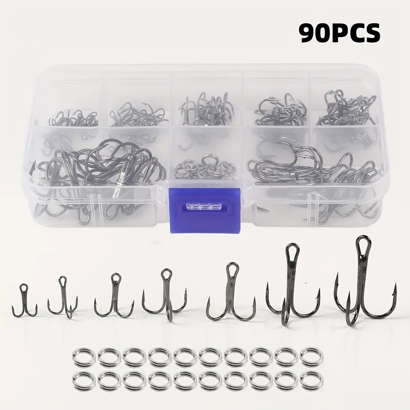 Fishing Hook Circle - 90 sztuk/zestaw Zestaw haczyków potrójnych do
