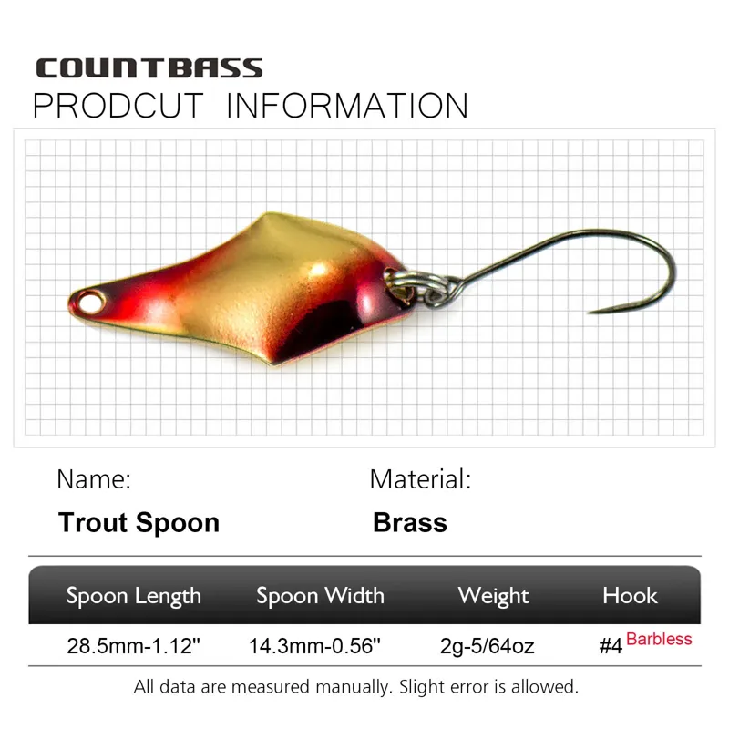 COUNTBASS 5/64oz 2g Łyżka do r – Fishing Hook Barbless recenzja i cena