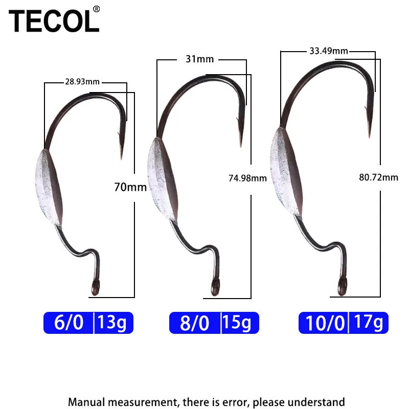 TECOL 3 SZT. 6/0 8/0 10/0 Obci – Fishing Hook Weedless recenzja i cena