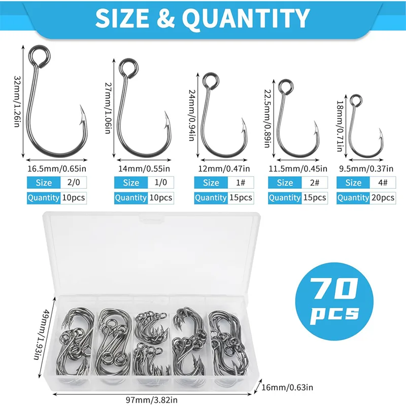 70 szt. Pojedyncze haczyki węd – Fishing Hook Circle recenzja i cena