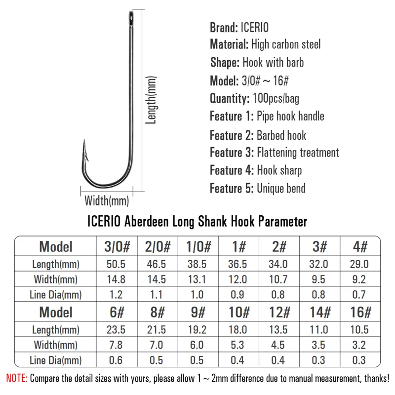 ICERIO 100 SZT 16 #   - 3/0 dł – Fishing Hook Barbless recenzja i cena