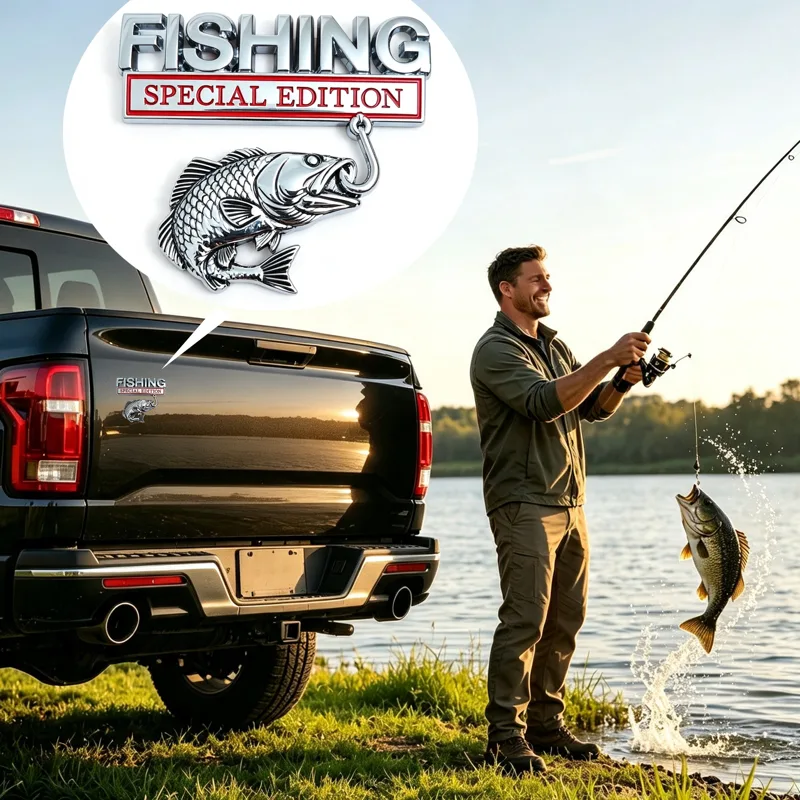 Naklejka 3D Metalowy Emblemat  – Fishing Hook recenzja i cena