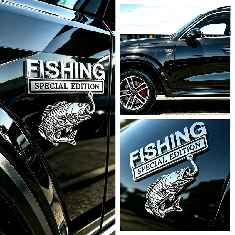Naklejka 3D Metalowy Emblemat  – Fishing Hook recenzja i cena